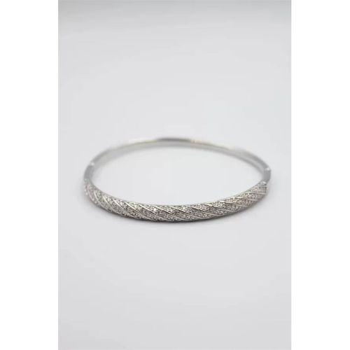 Taşlı Vip Bilezik - Gümüş