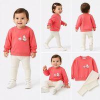 6/24 Ay Kuş Baskılı Taytlı Penye Bebek Takımı