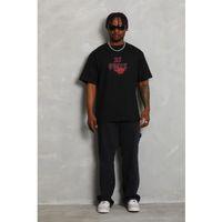 Erkek Baskılı T-Shirt Kısa Kol Bisiklet Yaka Regular Fit Rahat Kalıp Günlük Tişört - Siyah