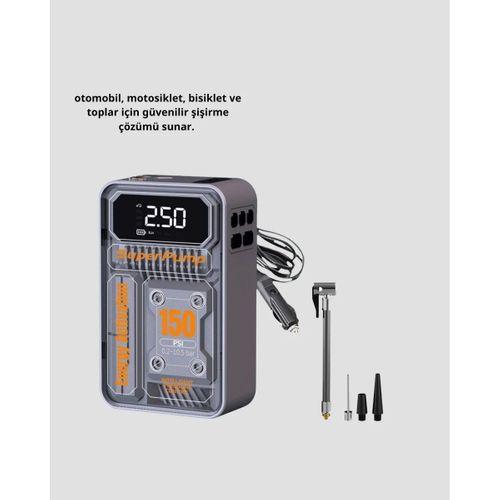 Şarjlı Kablosuz Hava Pompası – 150 Psı Basınç, Led Ekran Ve 6000mah Batarya
