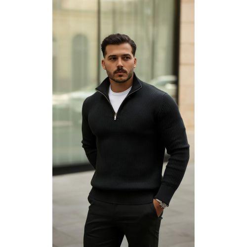 Erkek Balıkçı Zip Yaka Uzun Kollu Triko