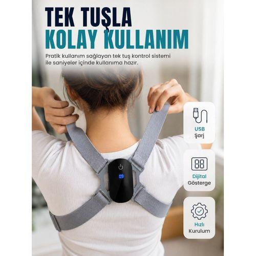 Ayarlanabilir Askılı Akıllı Dik Duruş Destekleyici Dijital Göstergeli Dik Duruş Cihazı
