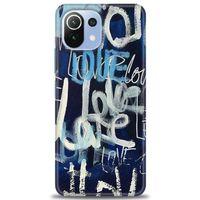Xiaomi Mi 11 Lite Kılıf HD Baskılı Kılıf - Love Mavi + Tam Ekran Koruyucu