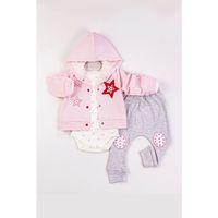 Yıldız Nakışlı Kapişonlu Kız Bebek Takımı