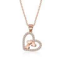 Lucky Life 925 Ayar Gumuss  Rose Kalbin İçinde Üç Kalp Kolye
