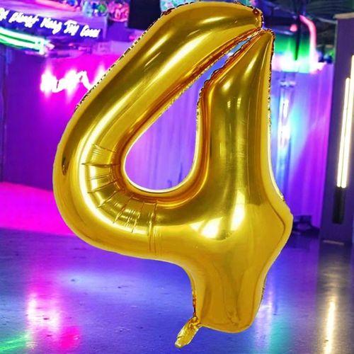 GOLD 4 RAKAM FOLYO BALON UÇAN BALONA HELYUM GAZINA UYGUN YÜKSEK KALİTE 1 METRE GOLD 4 RAKAM BALON