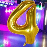 GOLD 4 RAKAM FOLYO BALON UÇAN BALONA HELYUM GAZINA UYGUN YÜKSEK KALİTE 1 METRE GOLD 4 RAKAM BALON