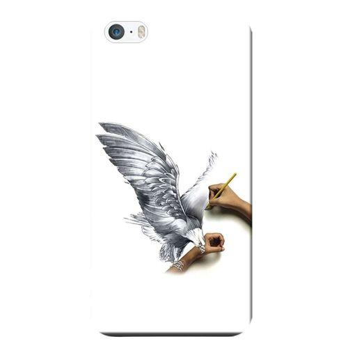 iPhone 5/5S Kılıf Kartal Karakalem Baskılı Esnek TPU Silikon