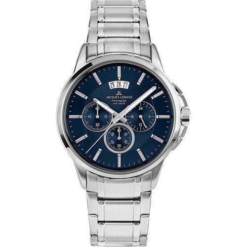 Jacques Lemans Sydney JL.1-1542I Quartz Çelik Gri Mavi Kadran 10 ATM 42 mm Erkek Kol Saati