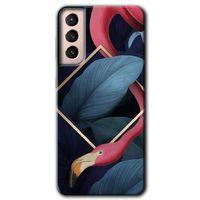 Samsung Galaxy S21 Plus Kılıf HD Desen Baskılı Arka Kapak - Flamingo Yaprak