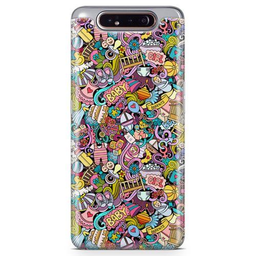 Samsung Galaxy A80 Kılıf Kız Bebek Giyim Doodle Arka Kapak Koruma Desenli Full Koruyucu