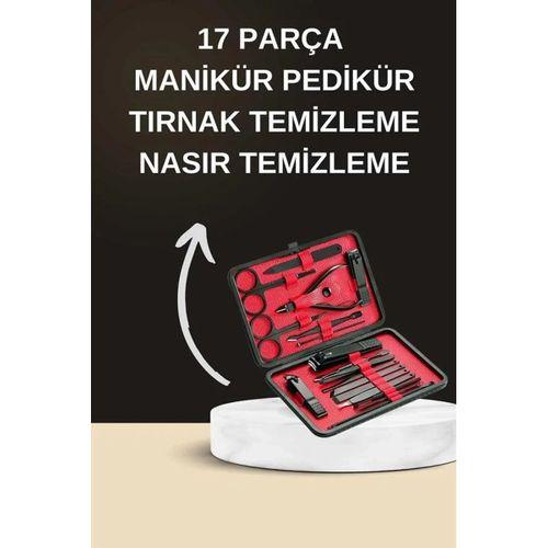 Elektrikli Manikür Pedikür Seti İkili Set 17 Parça Tırnak Bakımı Nasır Temizleme Tırnak Şekillendirme