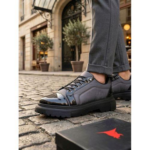 BA0245 Gri Rugan Paraşüt Detaylı Akıllı Lastik Bağcık Yüksek Taban Günlük Erkek Ayakkabı