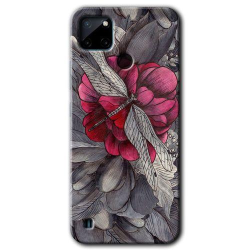 MRCİLETİSİM Realme C21 Kılıf HD Desen Baskılı Arka Kapak + Temperli Cam - kelebek Ömrü