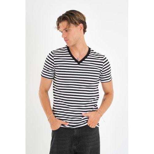 ALEXANDERGARDI V Yaka Çizgili T-shirt