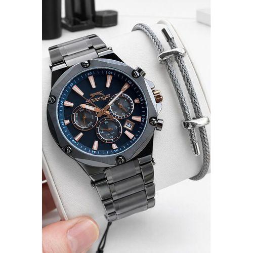 Slazenger İtalyan Tasarım Bileklik Hediyeli 2 Yıl Garantili 10 Atm Çelik Erkek Kol Saat ESL.2501.03