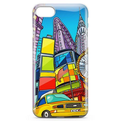 Apple iPhone 7 Kılıf Nyc Taxi Manthattan Arka Kapak Koruma Desenli Full Koruyucu