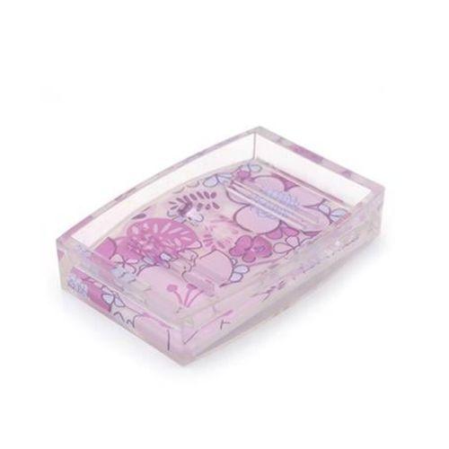 Sabunluk Pembe Çiçekli Akrilik Model 12X8X2Cm