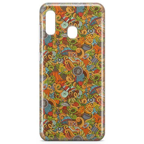 Samsung Galaxy A30 Kılıf Doodle Piknik Seti Arka Kapak Koruma Desenli Full Koruyucu