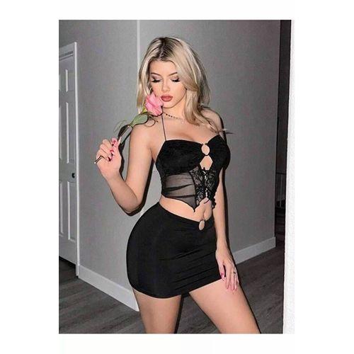 Kadın Siyah Crop 5085