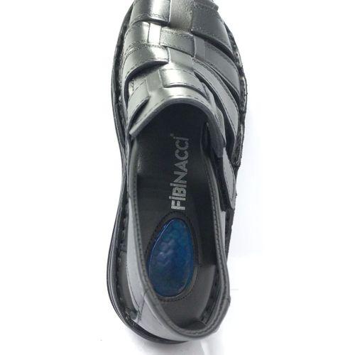 Siyah Erkek Jelli Kapalı Hakiki Deri Sandalet