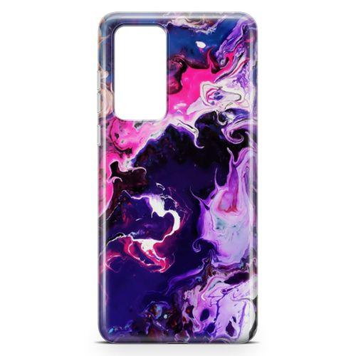 Huawei P40 Kılıf Mavi Pembe Soyut Arka Kapak Koruma Desenli Full Koruyucu
