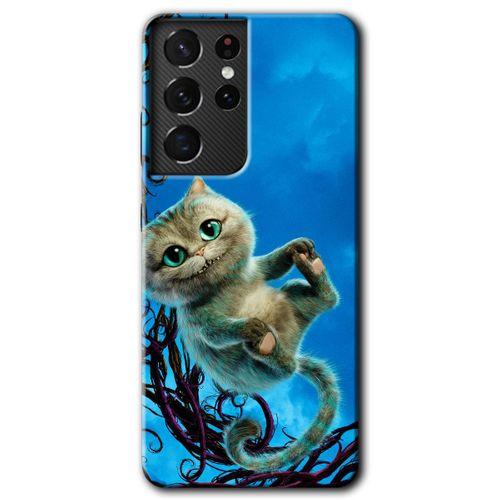 Potkal Hediye Fabrikası Samsung Galaxy S21 Ultra Kılıf HD Desen Baskılı Arka Kapak - Çılgın Kedi