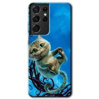 Potkal Hediye Fabrikası Samsung Galaxy S21 Ultra Kılıf HD Desen Baskılı Arka Kapak - Çılgın Kedi