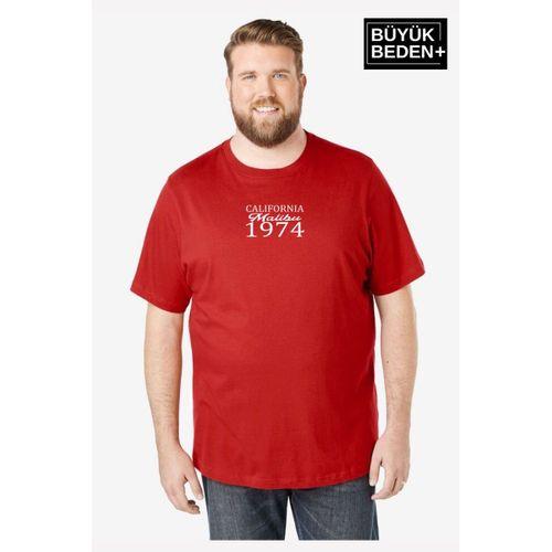 Süperlife Erkek Büyük Beden California 1974 Baskılı 3xl-6xl Bisiklet Yaka Tshırt SPR26TBS510-02