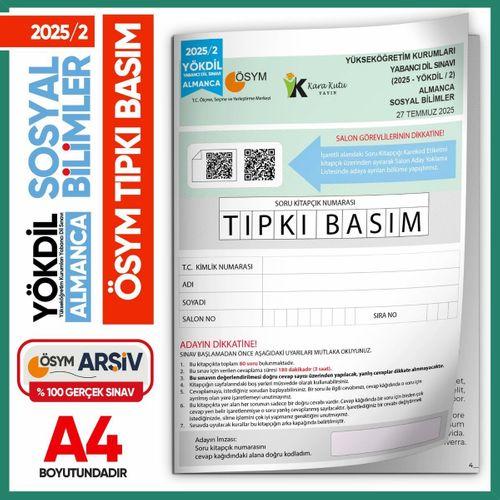 2025/2 YÖKDİL Almanca Sosyal Bilimler ÖSYM Çıkmış Soru Tıpkı Basım Deneme Kitapçığı Türkiye Geneli