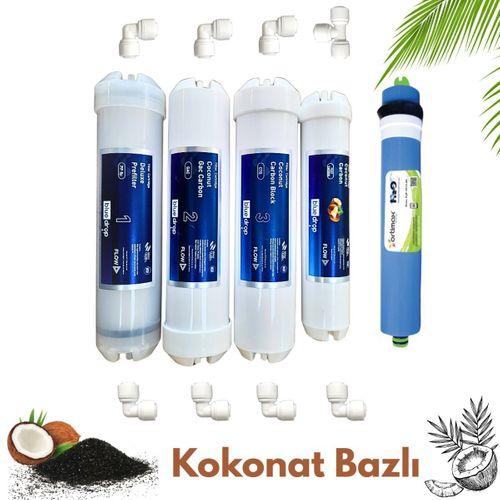 Hyperwell Bluedrop Genel Markalar İçin Premium 5'li İnline Filtre Seti - Kokonat Bazlı