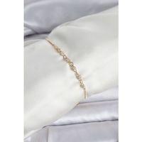 Gold Renk Zincir Model Zirkon Taşlı Pirinç Asansörlü Kadın Bileklik