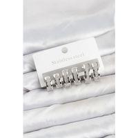 316L Çelik Gümüş Renk Zirkon Taşlı Halka Küpe Seti