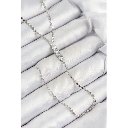 Pirinç Zirkon Taşlı Ezme Zincirli Model Gümüş Renk Y Kolye