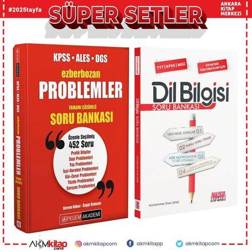Pegem KPSS ALES DGS Problemler Ezberbozan ve AKM Dil Bilgisi Soru Bankası Seti 2 Kitap