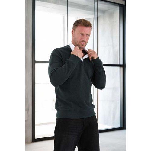Polo Yaka Selanik Örme Kumaş Erkek Sweatshirt - NeftiYeşili