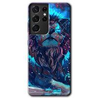 MRCİLETİSİM Samsung Galaxy S21 Ultra Kılıf HD Desen Baskılı Arka Kapak + Temperli Cam - Neon Aslan