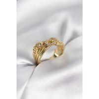 Gold Renk Zirkon Taşlı Zincir Model Kadın Yüzük