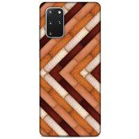 Samsung Galaxy S20 Plus Kılıf Patchwork (40) Fit Silikon Kılıf Kahverengi Beyaz