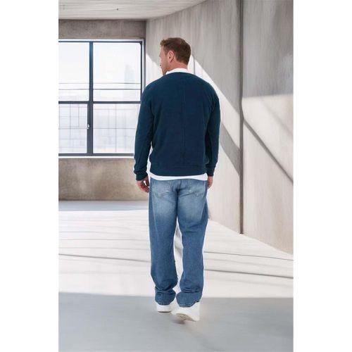 Polo Yaka Selanik Örme Kumaş Erkek Sweatshirt - Prusya Mavisi