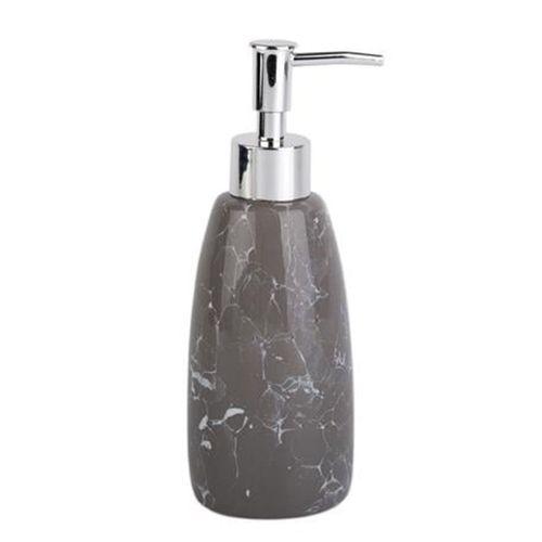 Mermer Desenli Gri Sıvı Sabunluk 8X8X17Cm 300Ml Banyo Seti