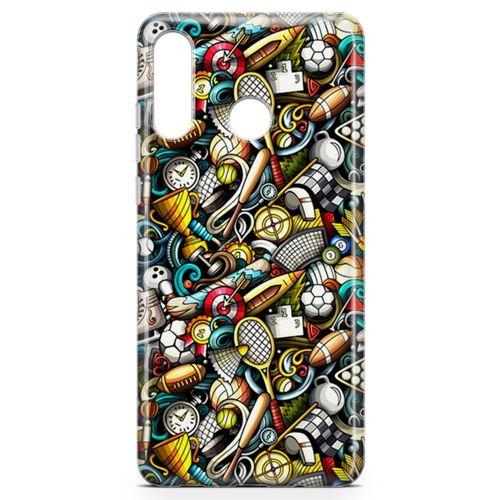 Huawei Nova 4e Kılıf Sporcu Doodle Arka Kapak Koruma Desenli Full Koruyucu