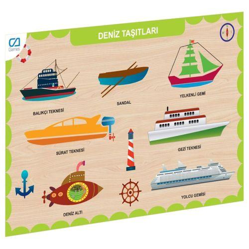 Eğitici Oyuncak CAAHS-3201 CAMES AHŞAP DENİZ TAŞITLARI BUL-TAK