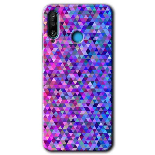 Huawei P30 Lite Kılıf Baskılı Kapak - Pixel Mozaik +Tam Kaplayan Mat Seramik