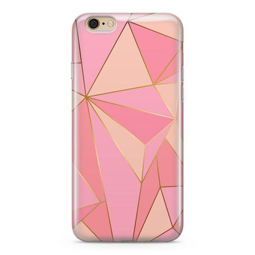 Apple iPhone 6 6s Kılıf Elmas Pembe Arka Kapak Koruma Desenli Full Koruyucu