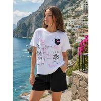 ALEXANDERGARDI Dokulu Çiçek Detaylı Baskılı Kadın T-shirt