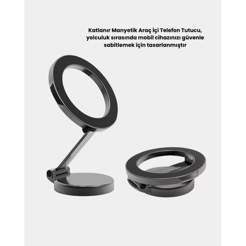 Manyetik Katlanabilir Araç Telefon Tutucu – Magsafe Uyumlu, 360° Ayarlanabilir, Güçlü Mıknatıs