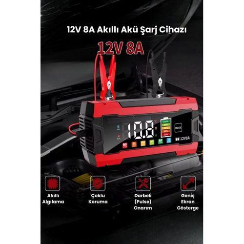12v 8a Akıllı Akü Şarj Cihazı 12v 8a Lcd Ekranlı Pulse Repair Otomatik Akü Şarj & Desülfatör