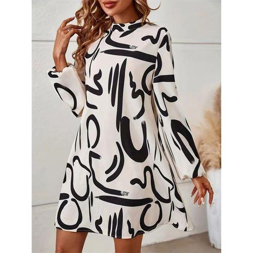 Kadın Uzun Kollu Balıkçı Yaka Desenli şardonlu Dalgıç Elbise