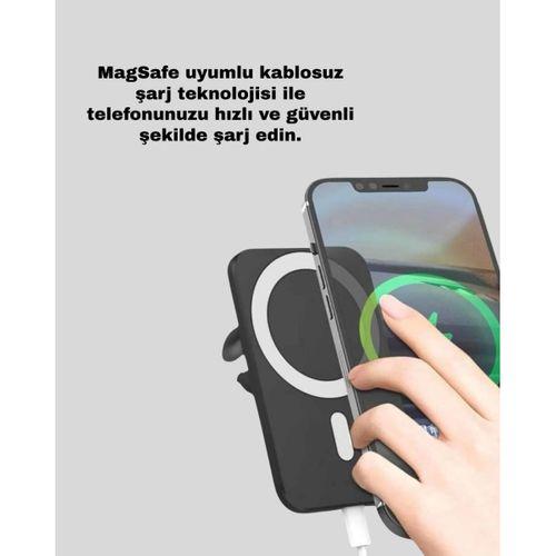 15w Kablosuz Şarj Destekli Magsafe Araç Tutucu Havalandırma Klipsli